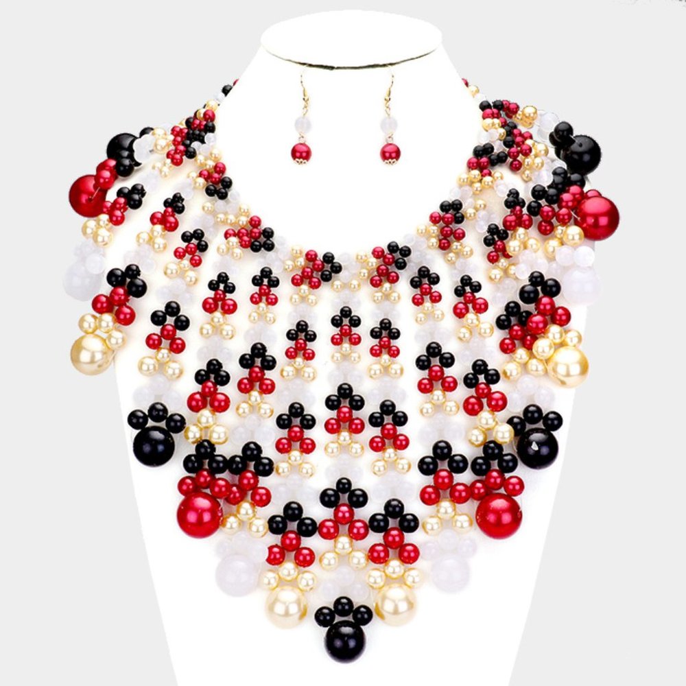 • Pearl Bubble Collar Statement Necklace